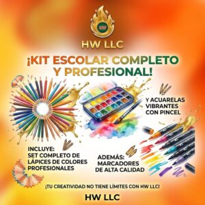 KIT ESCOLAR: SET COMPLETO DE LÁPICES DE COLORES PROFESIONALES, ACUARELAS Y MARCADORES