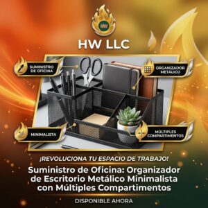 SUMINISTRO DE OFICINA: ORGANIZADOR DE ESCRITORIO METÁLICO MINIMALISTA CON MÚLTIPLES COMPARTIMENTOS